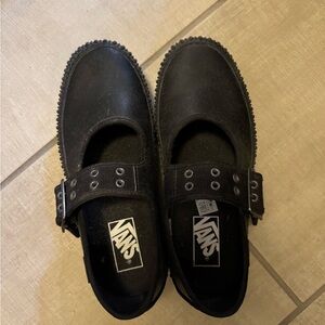 Vans Black Strap Flats